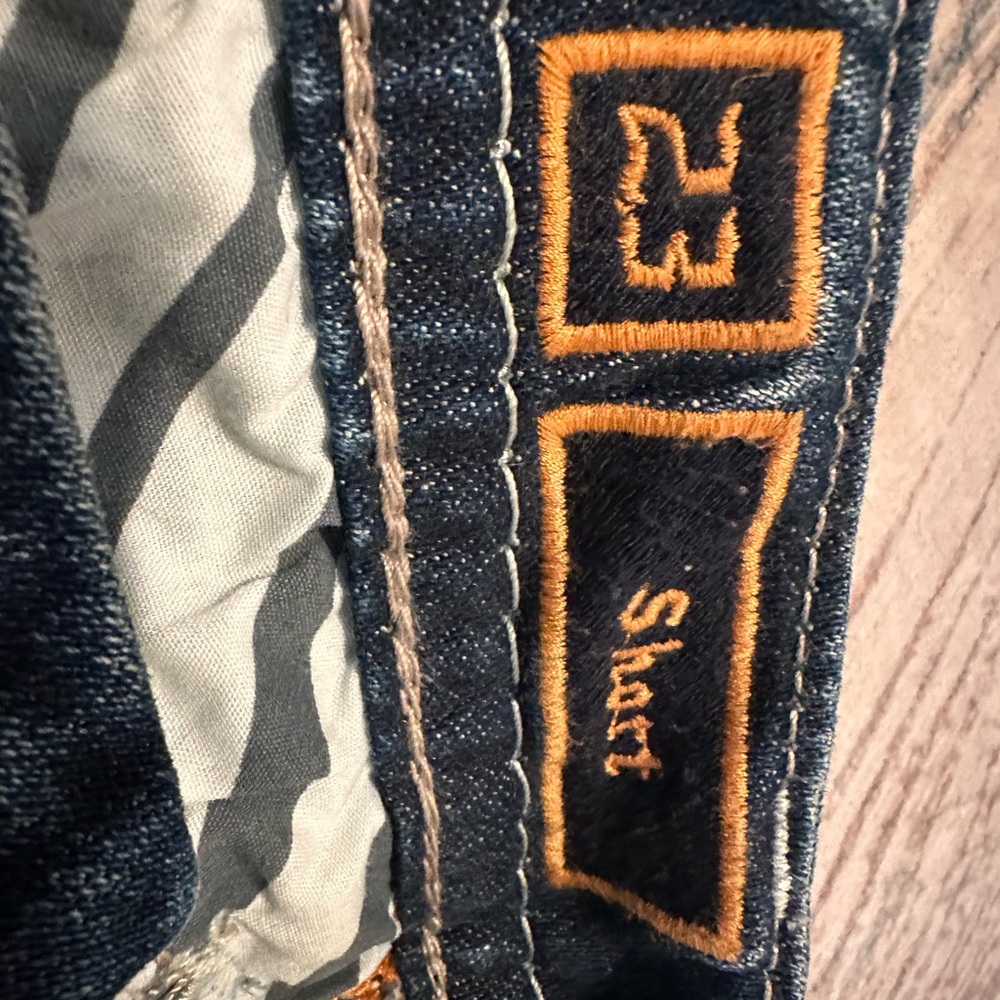 Rock Revival Blue Distressed Jean Shorts - Picture 4 of 5